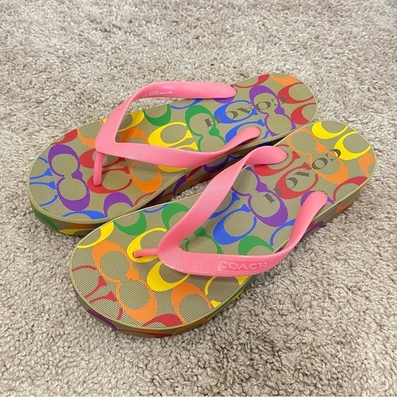 Coach Rainbow Platform Flip Flop Sandals - Picture 2 of 10